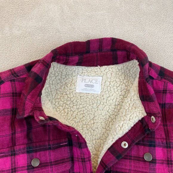 Place Women's Shirt Jacket XXL Burgundy Sherpa Lined Flannel Shacket Snaps Plaid - Picture 8 of 11